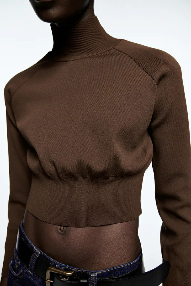 Half Turtleneck Long Sleeve Slim Solid Color Knitted Sweater NSAM114815