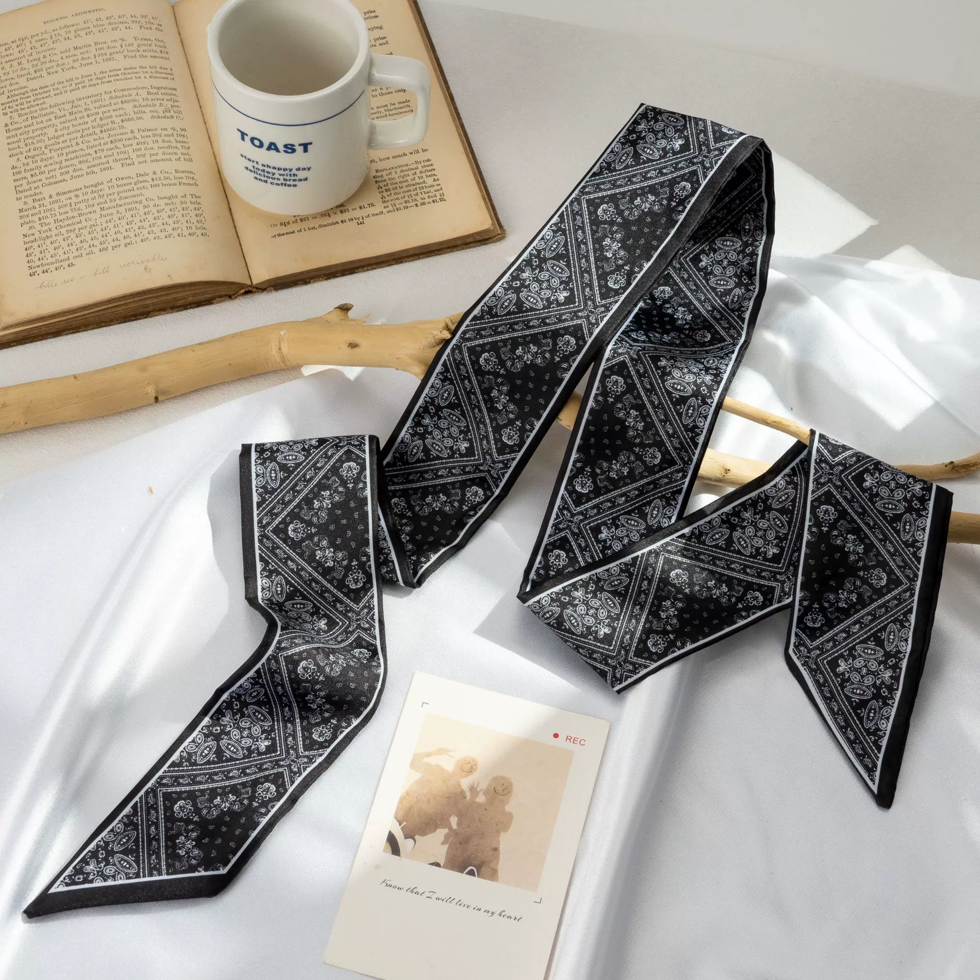 Silk Scarf Hairband (Suhang) long streamer 89×3.8 cm, lightweight gift box option
