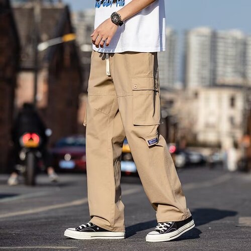 Cross-border Japanese military green work pants for men, multi-pocket functional casual pants for men, straight-leg loose wide-leg pants