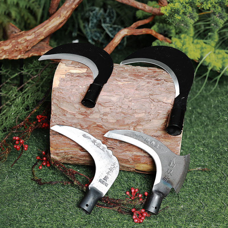 砍柴刀户外炮弹钢双砍镰刀头两面开刃镰刀收割工具柴刀砍柴刀批发