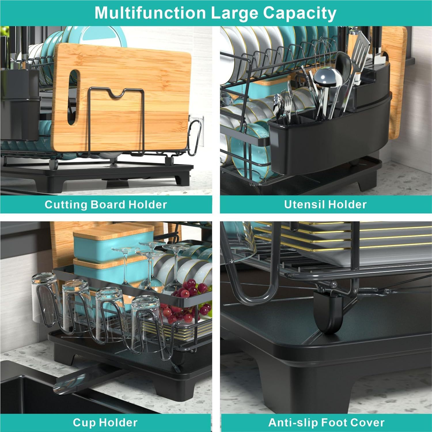 Rejilla de drenaje Rejilla de almacenamiento de vajilla de cocina Rejilla de tazón Rejilla de cocina doméstica Rejilla de platos Rejilla de drenaje de vajilla