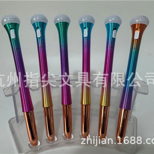 创意文具造型笔渐变流沙LED球灯笔时尚中性学生笔油性笔圆珠笔pen