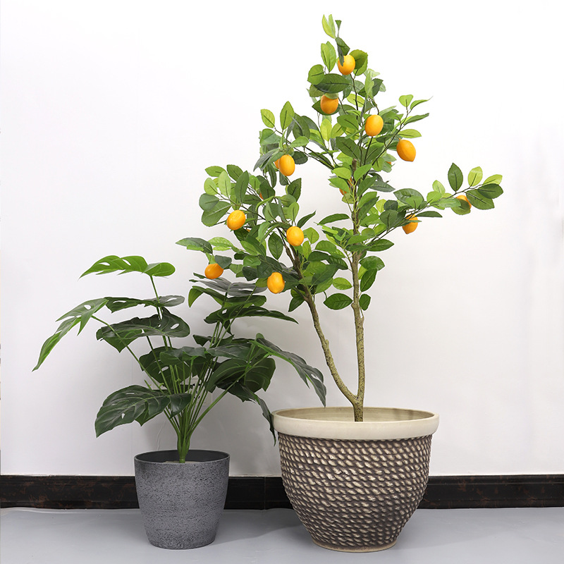 Chậu Cây Resin Chậu cây resin giả gốm cỡ lớn, chậu tròn phong cách Bắc Âu, chậu cây trang trí phòng khách (RG-141)