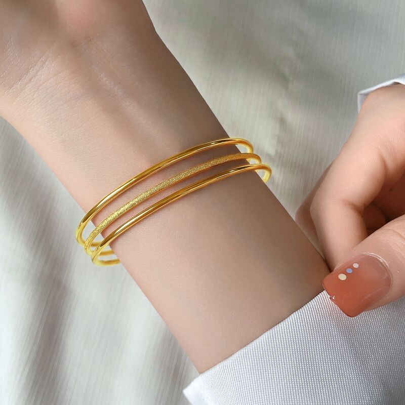 2023 New Style Personalized Internet Celebrity ins Sansheng III Bracelet Golden High-end Niche Design Fashion Bracelet for Women