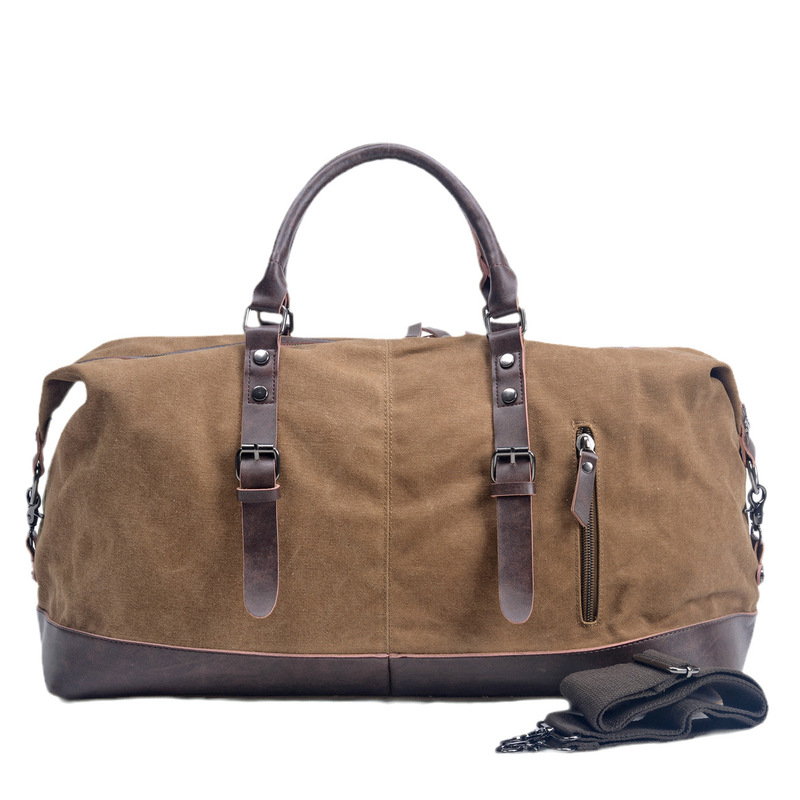 European and American Men's Large Capacity Portable Travel Bag Casual Canvas Faux Leather Crossbody Bag Luggage Bag Fitness Weekend Bag European and American Men's Large Capacity Portable Travel Bag Casual Canvas Faux Leather Crossbody Bag Luggage Bag Fitness Weekend Bag