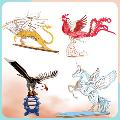 Puzzle wholesale wooden DIY handmade material assembly model mythical animal Chinese dragon beneficial intelligence creative toy