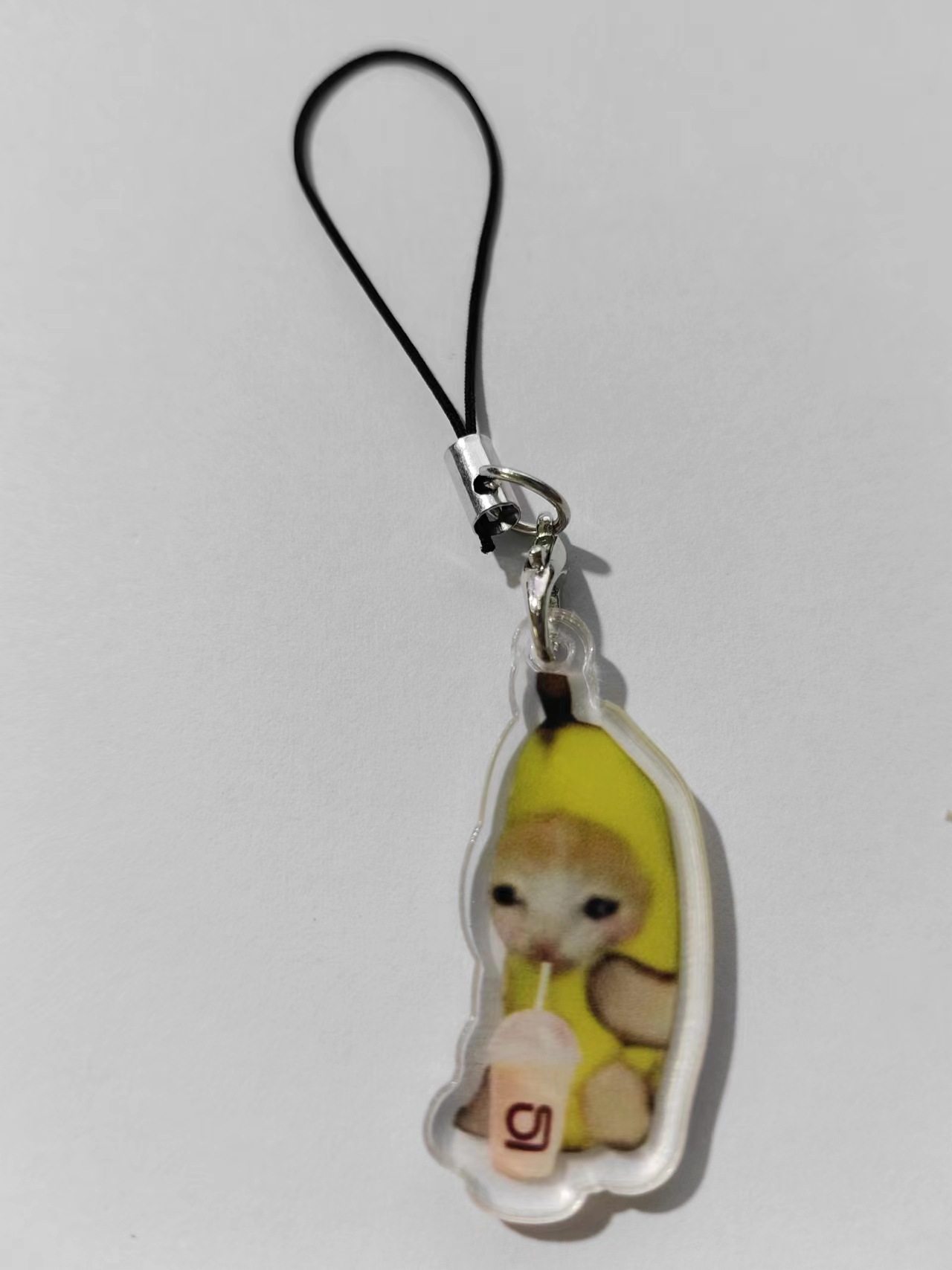 파우더 병 바나나 고양이 3.5cm 휴대 전화 로프