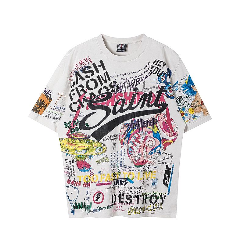 Unisex Vintage-Washed Loose-Fit Cotton Crewneck T-Shirt