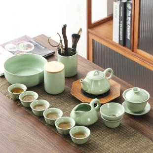 Ru Kiln tea set suit Xi Shi pot kung fu tea set creative teapot tea cup fair cup tea leak cover Bowl accessories household
