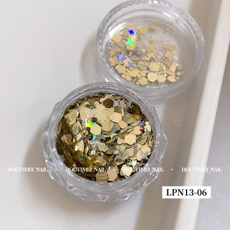 美甲新款亮片粉高级百搭款式ins韩式风格20色套装多边形亮片闪粉|undefined