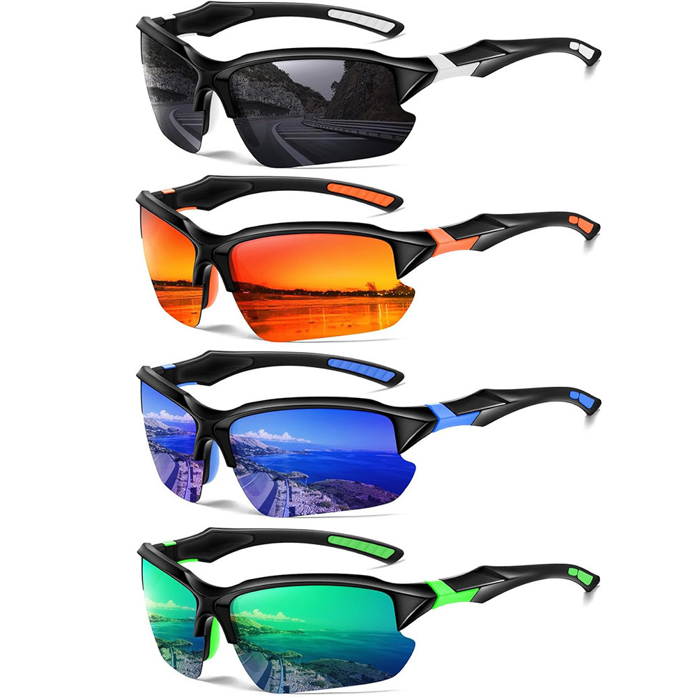 Amazon Sports Half-Frame Polarized Sunglasses for Men, Cross-Border Cycling, Running, Fishing Sunglasses, Lightweight Goggles