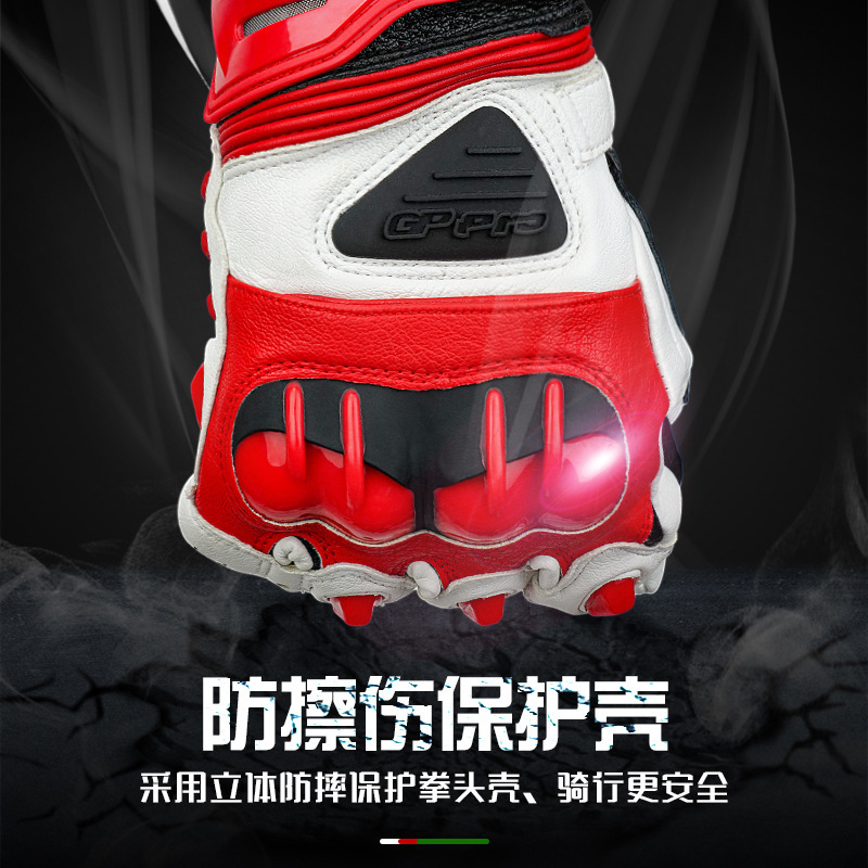 Guantes de ciclismo de motocicleta Guantes de cuero resistentes a las caídas y al desgaste Guantes largos de pista de motocicleta Pantalla táctil