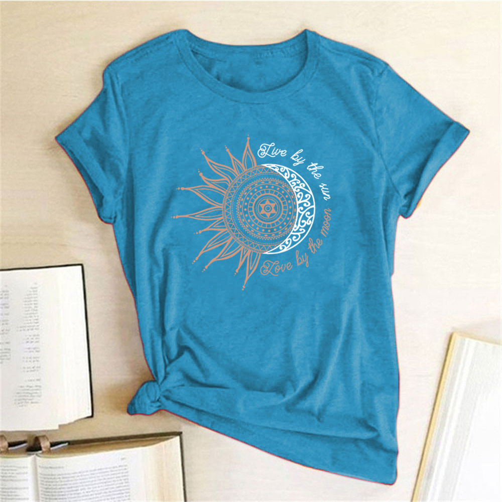 Polyester Fabric Type Wholesale Women'S Streetwear Sun Letter Short Sleeve Printing T-Shirts
