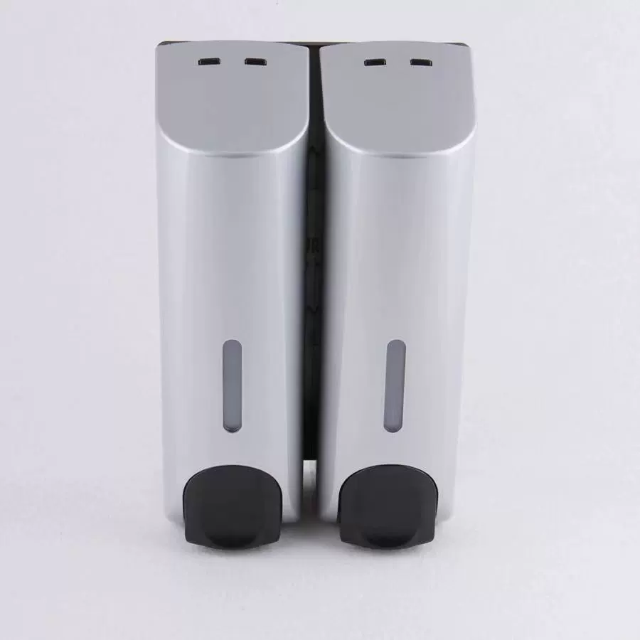 Дуо dispenser: держатель для мыла и геля для душа с двумя головками бело-серебристый, двойной отсек, дорожные флаконы