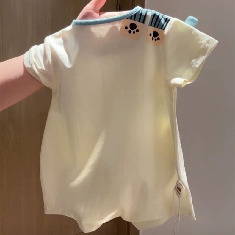 婴儿衣服夏款新生儿宝宝连体衣纯棉卡通哈衣短袖薄款透气爬爬服|undefined
