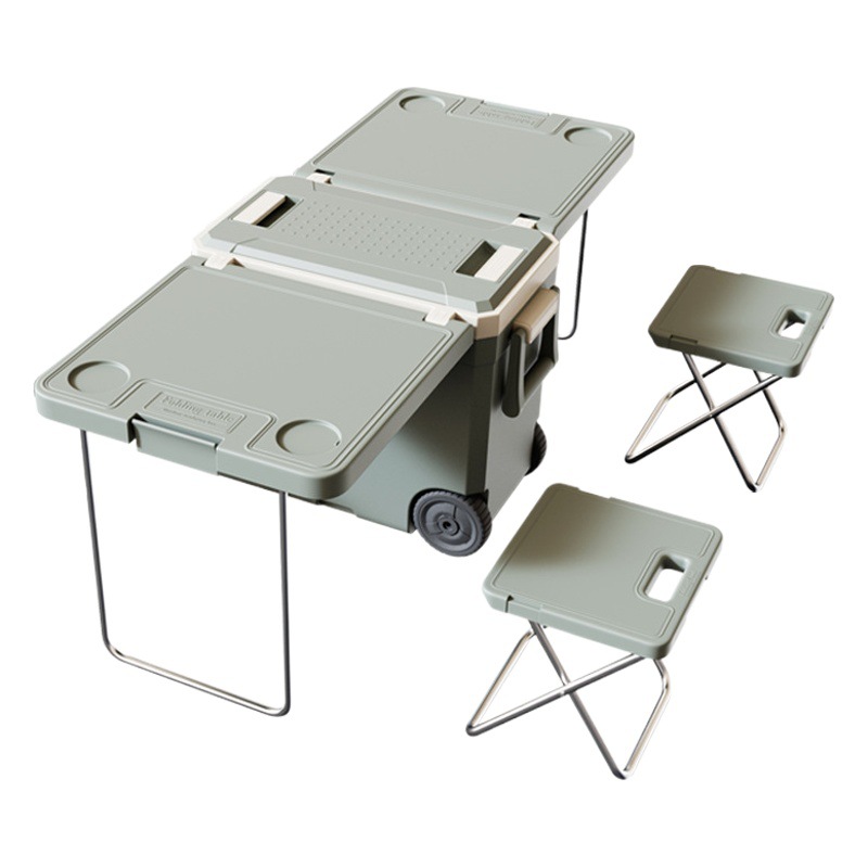 Portátil 32 L multifuncional plegable acampar al aire libre mesa y silla incubadora puesto de pesca barbacoa alimentos caja refrigerada