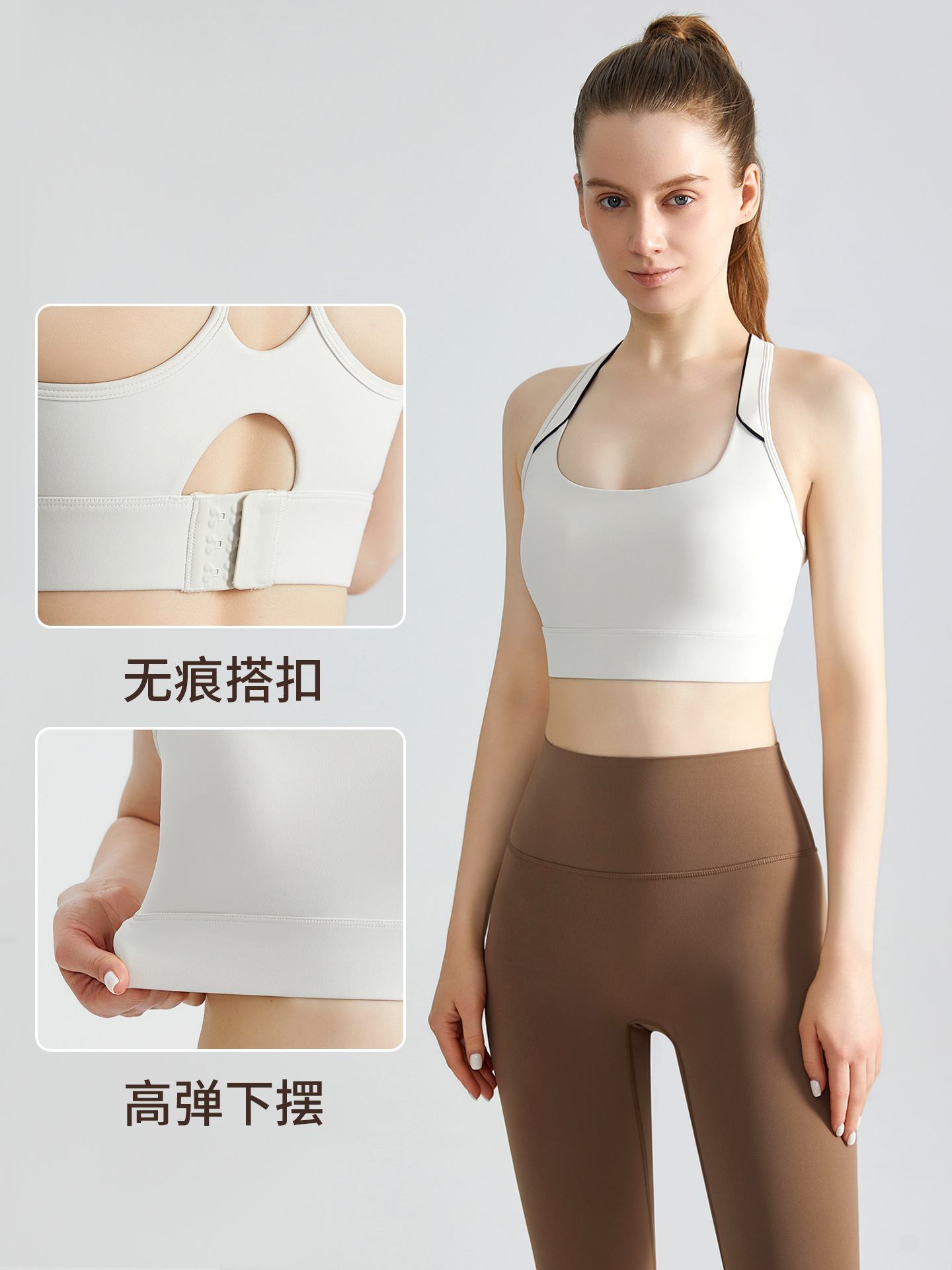 Nuevo sujetador deportivo LAHN para mujer, a prueba de golpes, con copa fija, para correr, push-up, con aberturas, tres filas de tres ganchos, para fitness y yoga