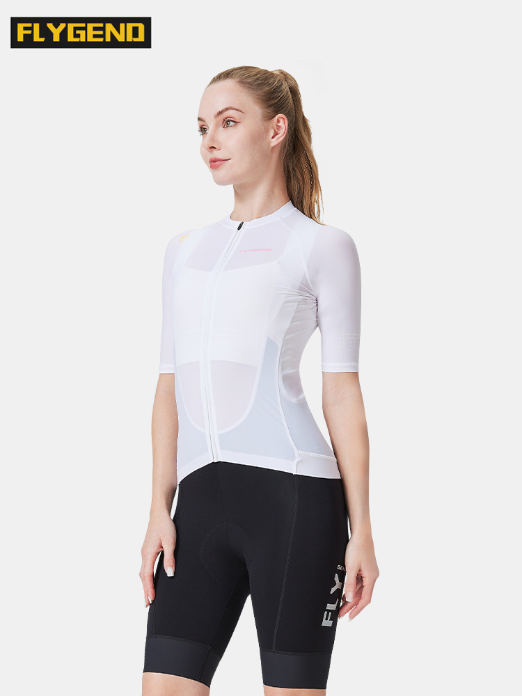 Ropa de ciclismo de carretera de mujeres de manga corta de verano ligera y delgada de color sólido sudor delgada y delgada camisa de ciclismo de mujer