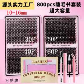 跨境假睫毛分段套装亚马逊畅销簇状40p睫毛浓密卷翘Eyelashes Kit