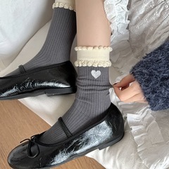 女性用コットンソックス、新しい抗ピリング平行棒ストライプパイルソックス、メイラードカラー、多用途でトレンディな女性用ソックス