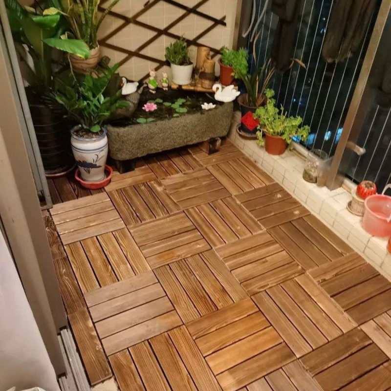 阳台地板自铺木地板户外室外塑木拼接露台庭院实木地板花园木改造|ms