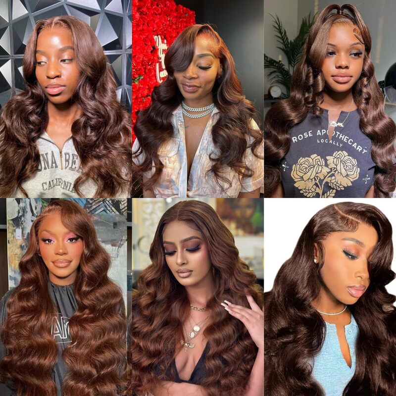 Real hair wig full hair type 13*4 front lace headgear cross-border Europe and the United States wholesale brown fashion big wave