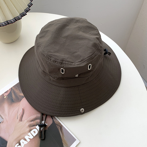 Japanese quick-drying drawstring fisherman's hat, summer brimmed sun hat for outdoor fishing, mountain climbing, western cowboy hat