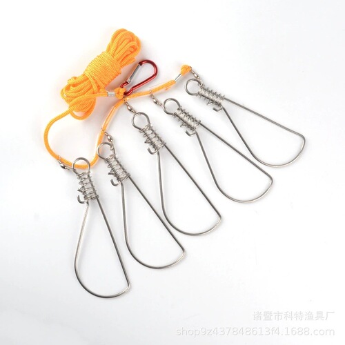 Stainless Steel Fish Lock, Live Fish Clip, Lure Fishing Lock Clip, Nylon Cord Fish Clip, Small Fishing Accessories