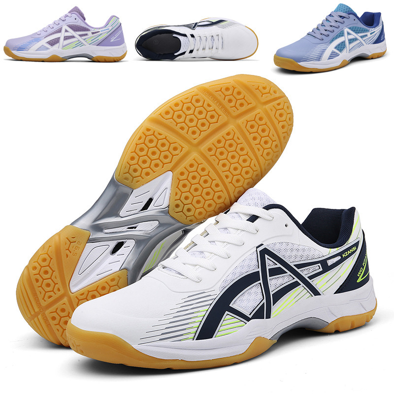 New Badminton Shoes Men's and Women's Mesh Breathable Ping-Pong Tennis Shoes Large Size Non-Slip Professional Competition Training Sneakers