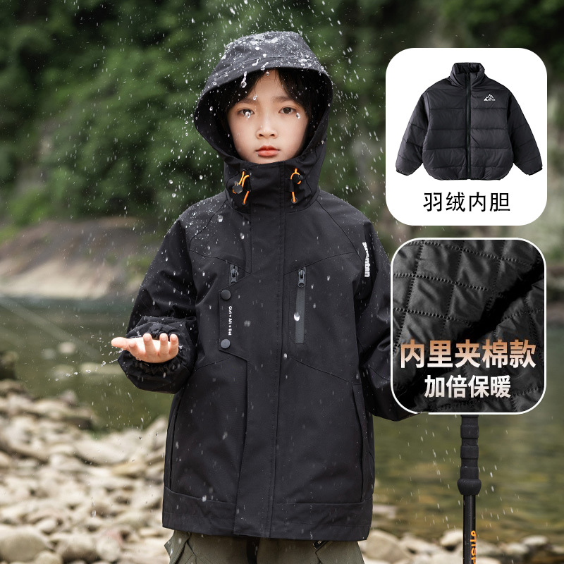 Primavera y otoño 3 - en - 1 chaqueta de asalto para niños de otoño impermeable chaqueta a prueba de viento para niñas de otoño y invierno chaqueta desmontable