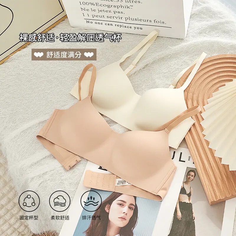 Dailuofei ソフトでぴったりフィット、スリムでスリムな夏用シームレス女性用ブラジャー、小胸と中胸の女の子向けの薄い滑らかな下着|undefined