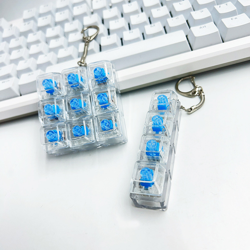 Cross-Border Stress-Relief 9/4/3/2/1-Key Mechanical Keyboard Tester Stress-Relief Button Fidget Keychain Stress Reliever