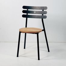工业风铁艺餐椅复古咖啡厅奶茶店椅子创意靠背外摆金属椅子铁皮椅