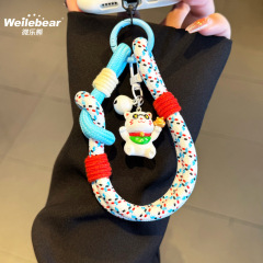 招财猫手机挂绳编织加粗手腕带钥匙扣包包挂件户外旅游防摔手机链