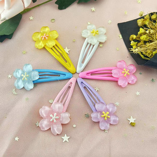 Gentle Pink Creamy Cherry Blossom Hairpin Girl Sweet Bangs Clip Small Flower Baby Hair Accessories Headwear Side Clip
