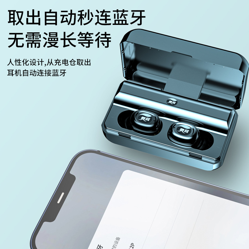 LED espejo inalámbrico auricular Bluetooth binaural Mini en auriculares juego deportes llamada auricular Bluetooth al por mayor