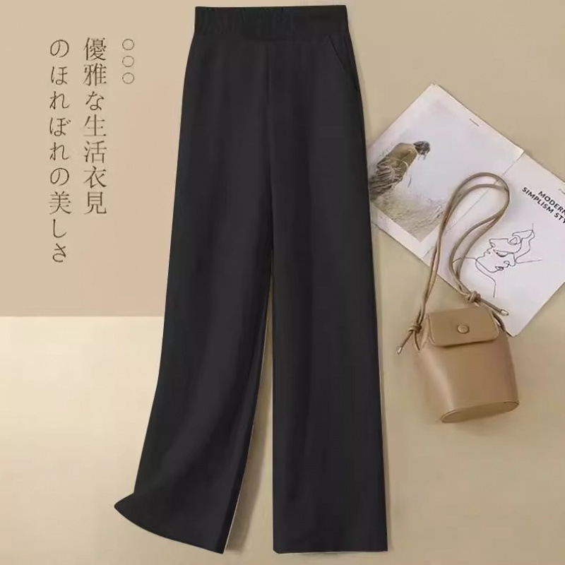 亚麻阔腿裤夏季新款长裤女宽松棉麻女裤垂感高腰休闲直筒裤|undefined