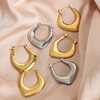 Retro earrings stainless steel, small design accessory, light luxury style, 750 sample gold