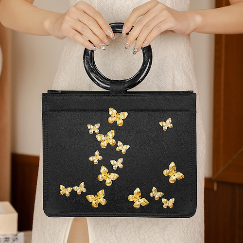 Cannot be shipped on behalf of one piece. Exquisite metal butterfly handbag. Chinese style cheongsam banquet Hanfu handbag.