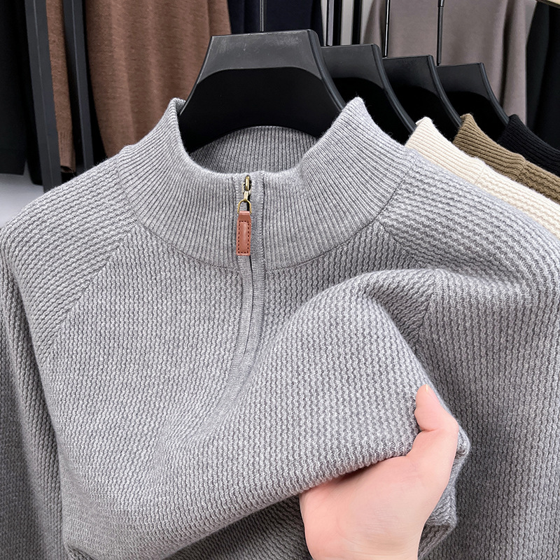 Woolen demi-season winter solid warm casual knitted sweater with…