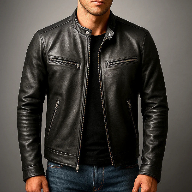 Locomotora transfronteriza chaqueta de cuero PU hombre chaqueta de cuello delgado chaqueta de piloto punk Europa y América comercio exterior ropa de hombre al por mayor