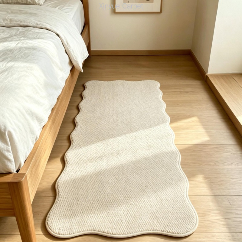 Alfombra de cama de dormitorio, alfombra de seda imitable, alfombra antideslizante de sala de estar, alfombra de mesa de té simple, alfombra antideslizante doméstica