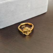 高级感仿越南沙金幸运五花四叶花戒指女新款手饰轻奢精致饰品批发
