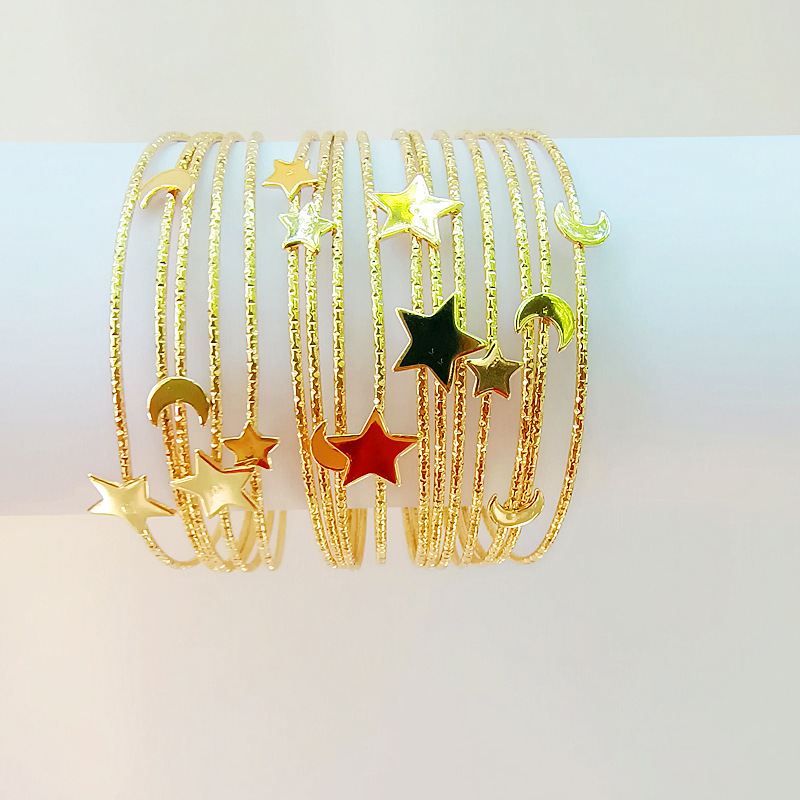 The new star moon star multi-layer fine ring bracelet wholesale simple fashion gold-plated combination bracelet 16pcs