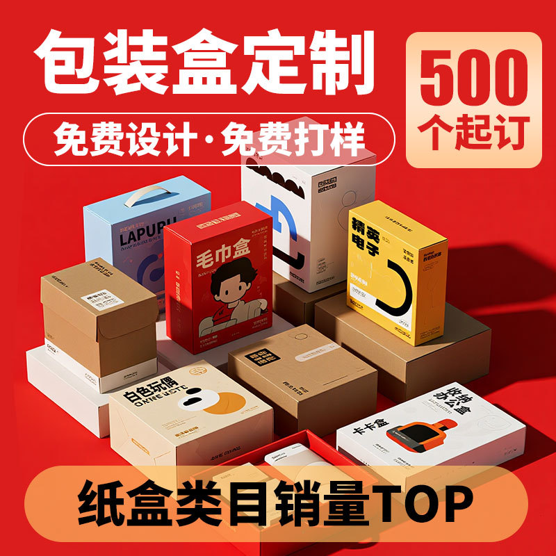 包装盒定制盲盒彩盒空盒子订制伴手礼礼品盒双插盒撕拉盒定做印刷