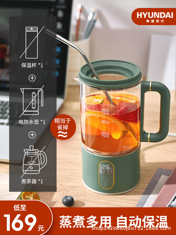 韩国现代养生壶办公室小型迷你煮茶器家用多功能一人用花茶壶礼品