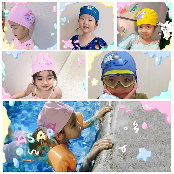 waterproof polyurethane cartoon swimming cap for swimming