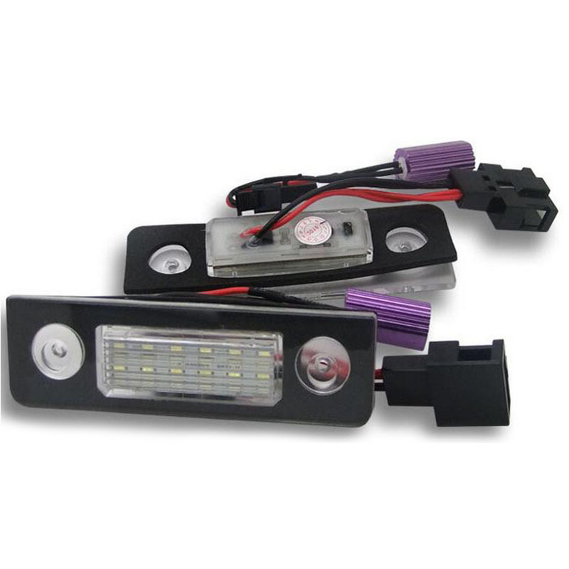 Suitable for Volkswagen Skoda Octavia II facelift models 09-12, license plate lights, 18 LED white lights, black cotton, 2 pieces