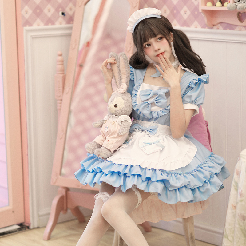 コスプレ日本系ソフト妹メイド服ワンピース清純で可愛いピンクのメイド制服セットのコスプレ|undefined