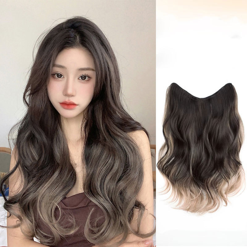 Highlighting Hair Extensions in Paris, Dyed in Ash Grey, Long Hair, Popular on Social Media, Natural One-Piece Curly Hair Extensions, Increase Hair Volume and Add Fullness